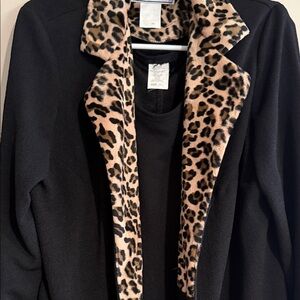 Jessica Howard Black Maxi Dress with Leopard Trim